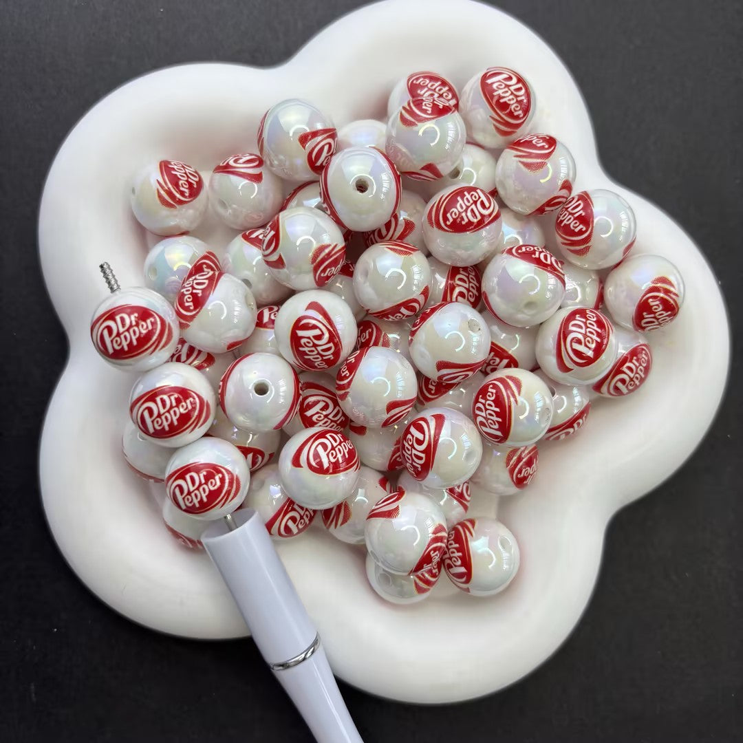 Dr Pepper Inspired Soda Beads - Iri Acrylic Beads for Beadable Pens