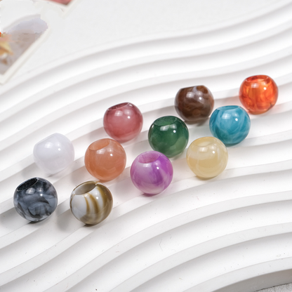 100pcs Mixed Color Big Hole Acrylic Beads - 10mm 12mm 14mm Size | Acrylic Bead for DIY Bracelet Keychain Jewelry Making