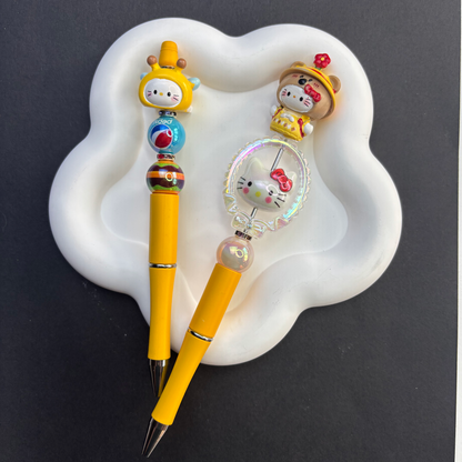 Kawaii Hello Kitty Bear Cosplay Focal Beads - Half-Drill Character | Acrylic Bead for DIY Bracelet Keychain Jewelry Making