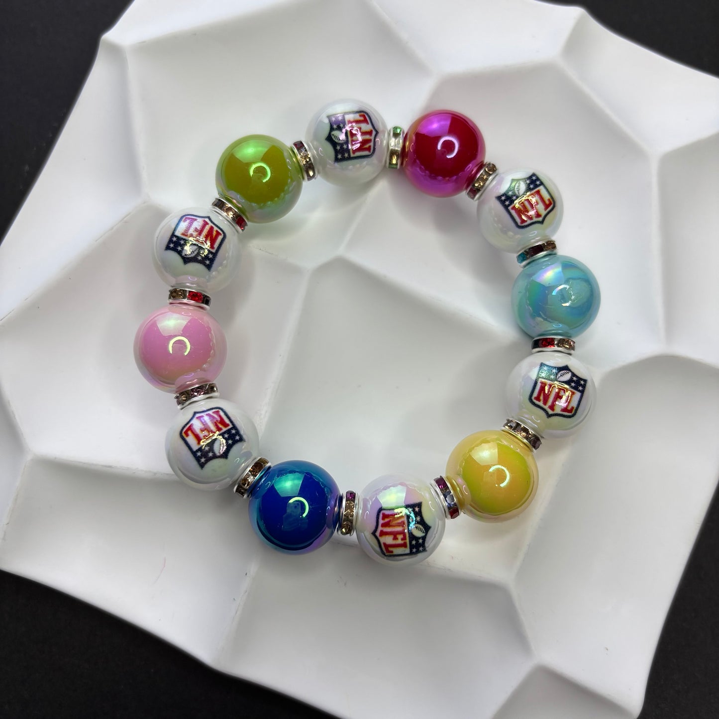 NFL Team Beaded Bracelet – Silicone & Acrylic Beads Fan Jewelry - Beadable Cat