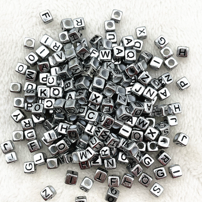 6mm Square & Round Acrylic Alphabet Beads - Colorful Enamel Letter | Acrylic Bead for DIY Bracelet Keychain Jewelry Making