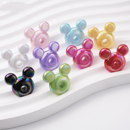 20pcs Iridescent AB Mouse Head Beads - 23mm Colorful Aurora Acrylic | Acrylic Bead for DIY Bracelet Keychain Jewelry Making