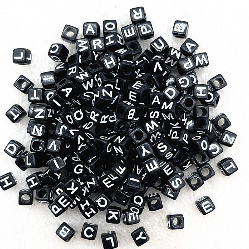 6mm Square & Round Acrylic Alphabet Beads - Colorful Enamel Letter | Acrylic Bead for DIY Bracelet Keychain Jewelry Making