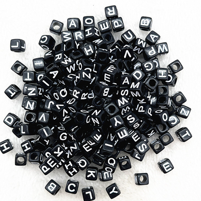 6mm Square & Round Acrylic Alphabet Beads - Colorful Enamel Letter | Acrylic Bead for DIY Bracelet Keychain Jewelry Making