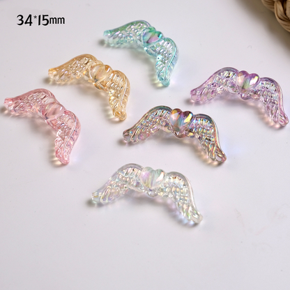 Iridescent Acrylic Angel Heart Wings Focal Beads | Acrylic Bead for DIY Bracelet Keychain Jewelry Making