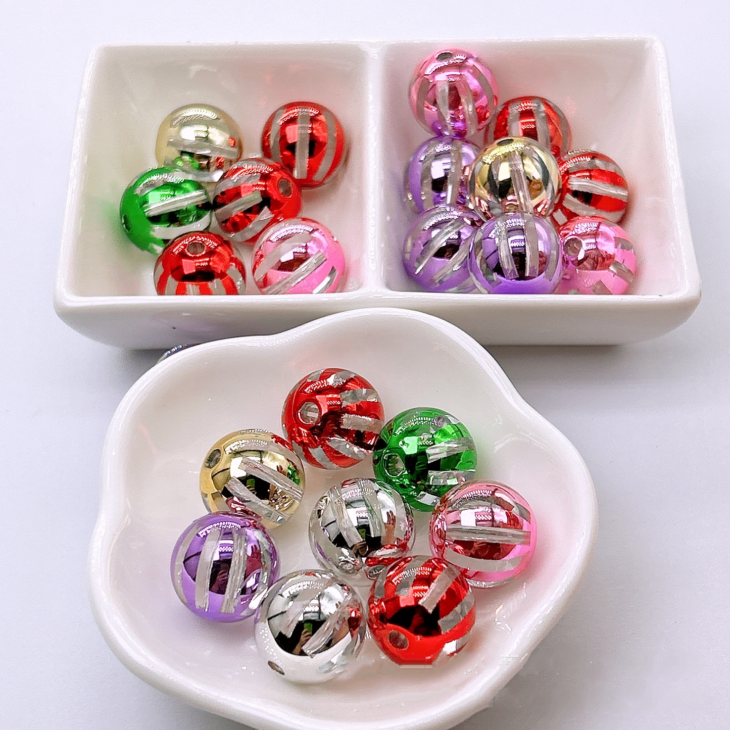 16MM Transparent and Colored Striped Acrylic Straight Hole Beads - Beadable Cat