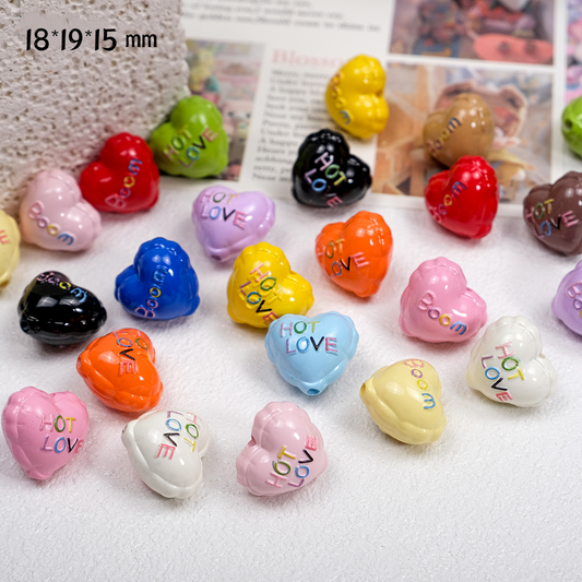Painted Double-sided Letter Love Small Balloon Acrylic Straight Hole Beaded