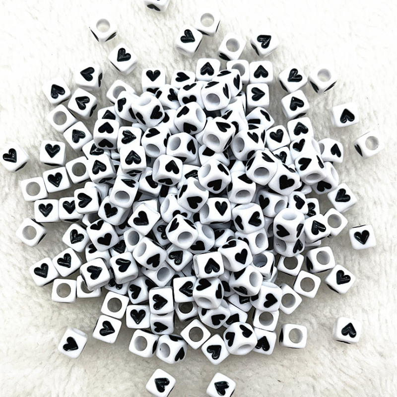 6mm Square & Round Acrylic Alphabet Beads - Colorful Enamel Letter | Acrylic Bead for DIY Bracelet Keychain Jewelry Making