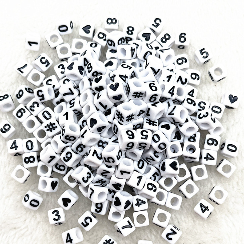 6mm Square & Round Acrylic Alphabet Beads - Colorful Enamel Letter | Acrylic Bead for DIY Bracelet Keychain Jewelry Making