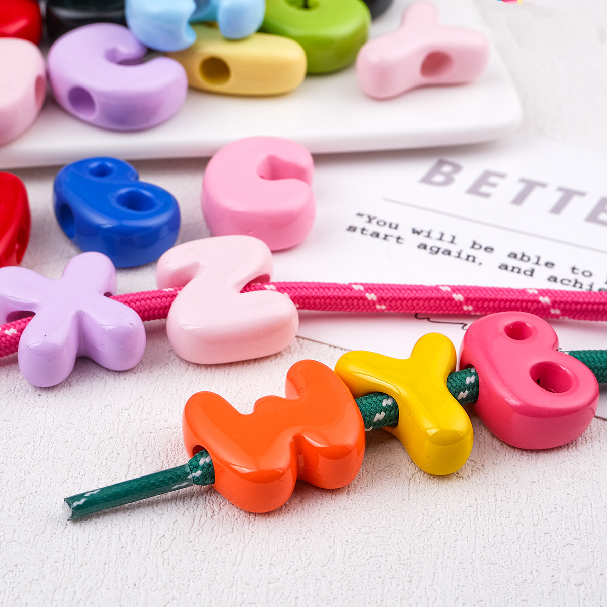 20pcs Large Hole Alphabet Beads - 25mm 3D Bubble Style Letter Beads | Acrylic Bead for DIY Bracelet Keychain Jewelry Making