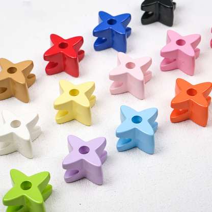 Retro 3D Starflower Beads - 25mm Large Hole Four-Pointed Star Focal | Acrylic Bead for DIY Bracelet Keychain Jewelry Making