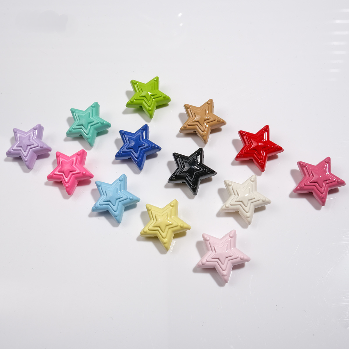 Three-layer Five-pointed Star Glossy Straight Hole Acrylic Beads | Acrylic Bead for DIY Bracelet Keychain Jewelry Making