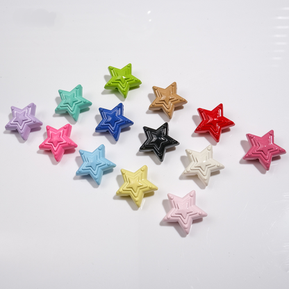 Three-layer Five-pointed Star Glossy Straight Hole Acrylic Beads