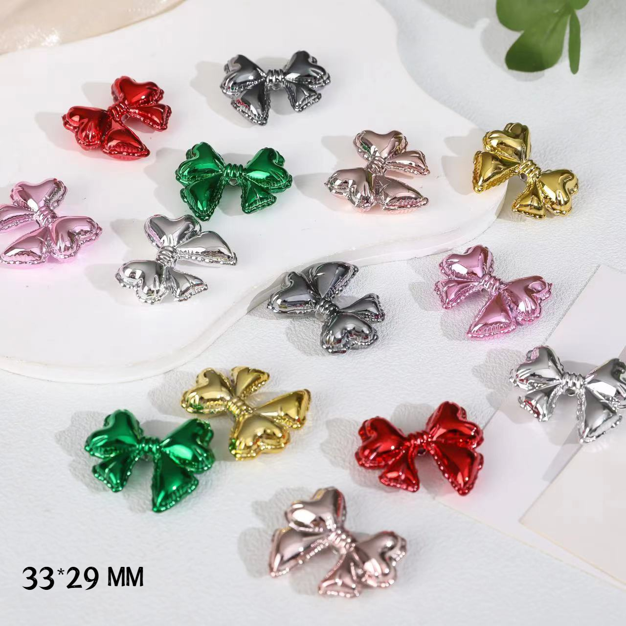 Metallic Lace Balloon Bow Acrylic Straight Hole Beads - Beadable Cat