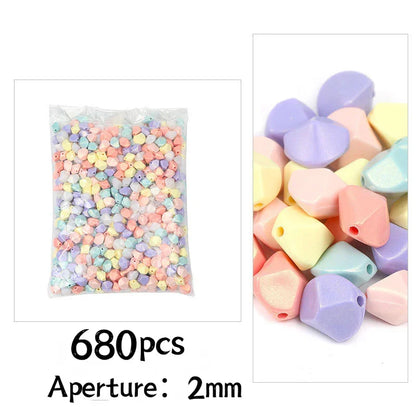 Acrylic mixed color beads plastic love five-pointed star through hole beads 500G