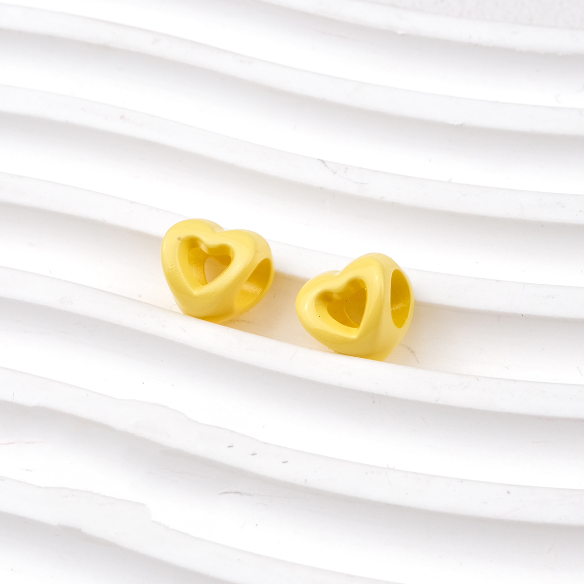 Hollow Heart Large Hole Acrylic Beads - 9mm Lacquered Heart Charms | Acrylic Bead for DIY Bracelet Keychain Jewelry Making