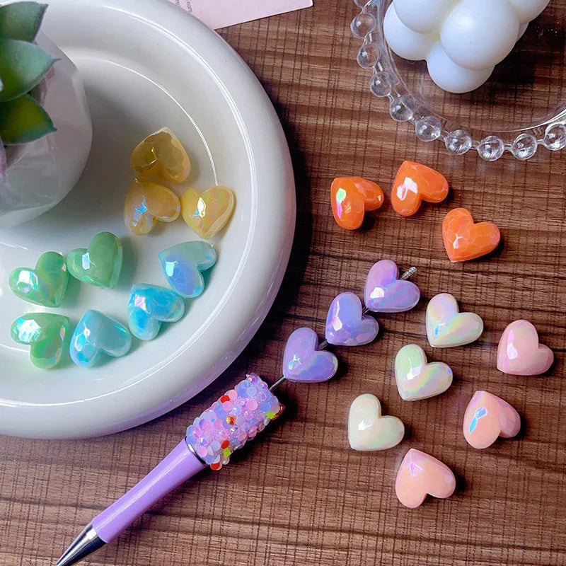 Solid Color Colored Cream Cut Love Beads | Acrylic Bead for DIY Bracelet Keychain Jewelry Making