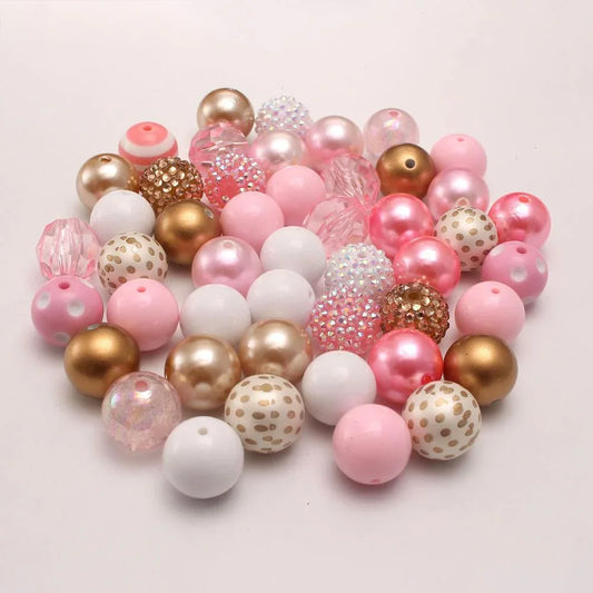 48pcs Pink Gold Printing Point 20MM Acrylic Beads DIY Mixed Color Mixed Bead Combination