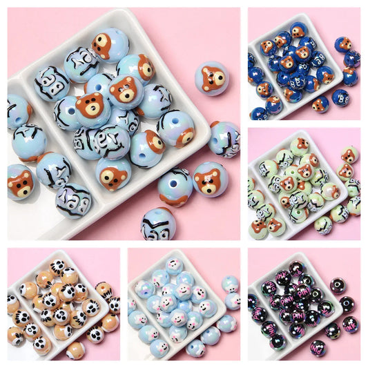 16MM Colorful Bear Hand-painted Beads Acrylic Beads