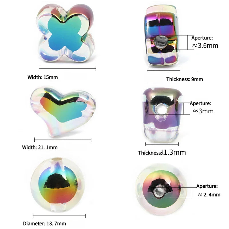 UV Coated Acrylic Beads Heart Through Hole Plastic Beads