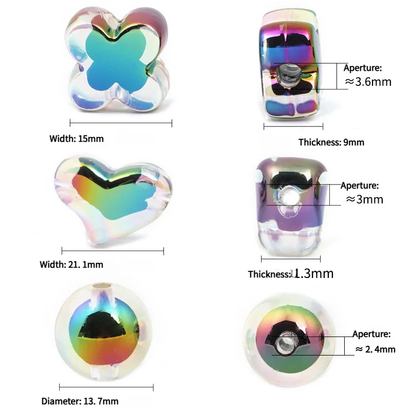 UV Coated Acrylic Beads Heart Through Hole Plastic Beads | DIY Sports Fan Bracelet & Keychain Craft Bead