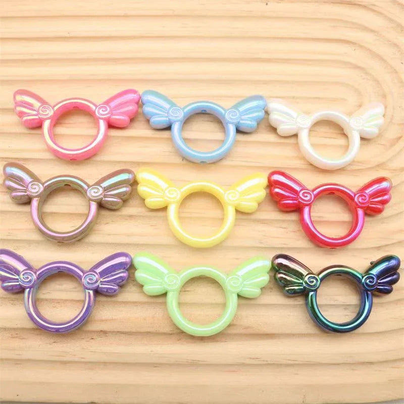Acrylic UV-coated Solid Color Sakura Angel Wings | DIY Sports Fan Bracelet & Keychain Craft Bead