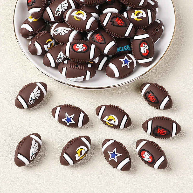 NFL Football 3D Silicone Beads – DIY Beaded Accessories | DIY Sports Fan Bracelet & Keychain Craft Bead