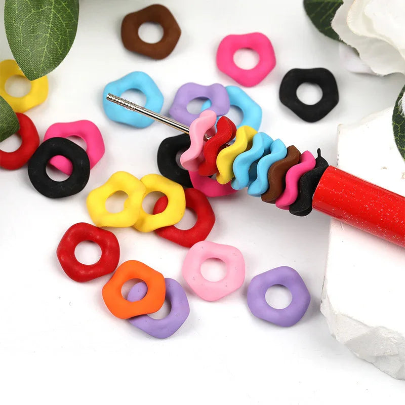 Stacking Hexagonal Tactile Paint Macaron Color Round Wave Lace Beaded | DIY Bead Bracelet Keychain & Jewelry Craft Supply