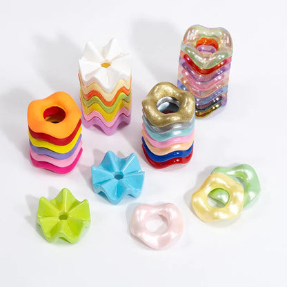Stacking Hexagonal Tactile Paint Macaron Color Round Wave Lace Beaded Spacer
