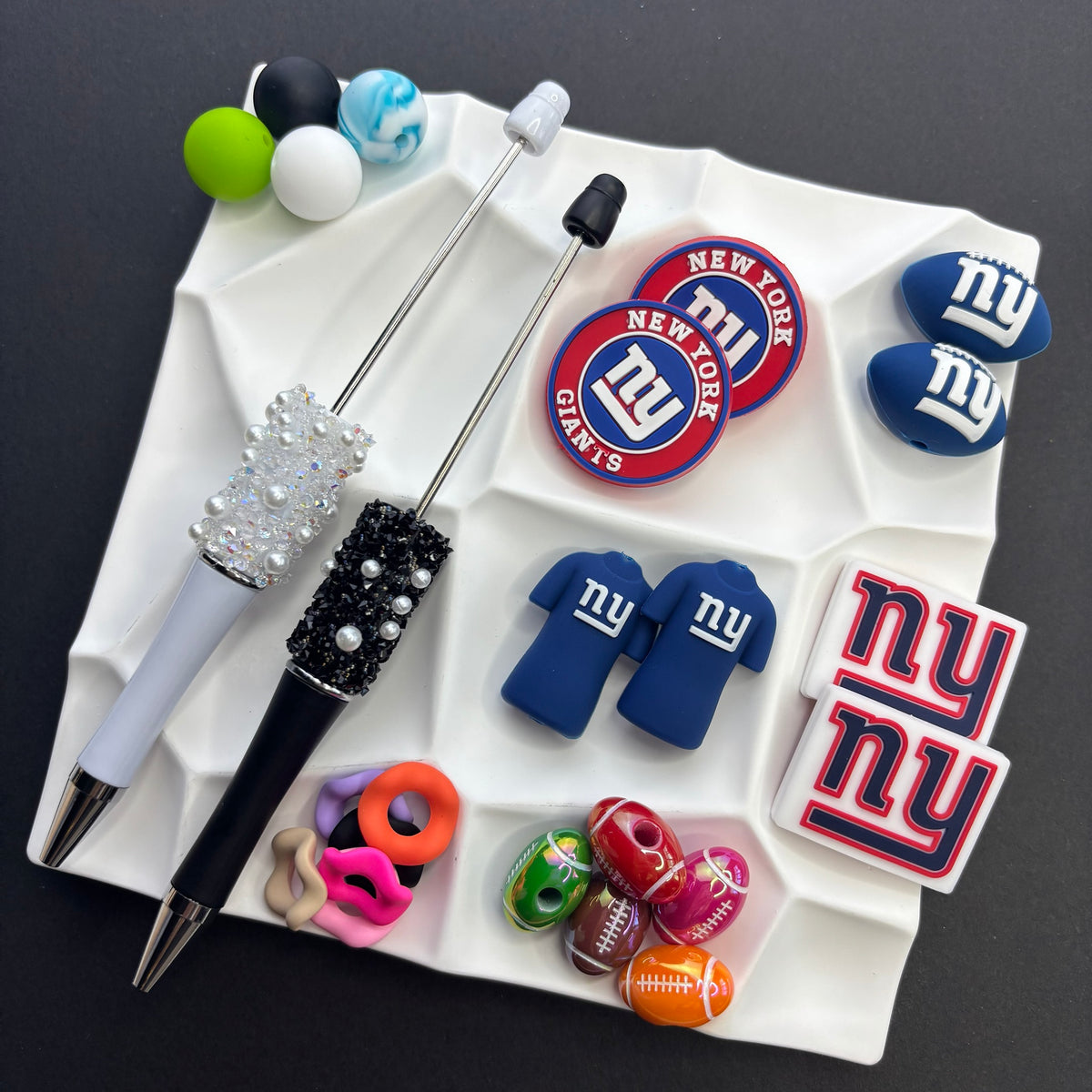 NFL Team Silicone Bead Set –NFL Team Combo Packs | DIY Sports Fan Bracelet & Keychain Craft Bead