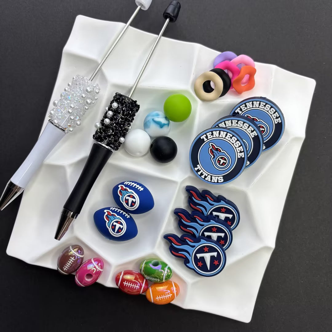 NFL Team Silicone Bead Set –NFL Team Combo Packs | DIY Sports Fan Bracelet & Keychain Craft Bead