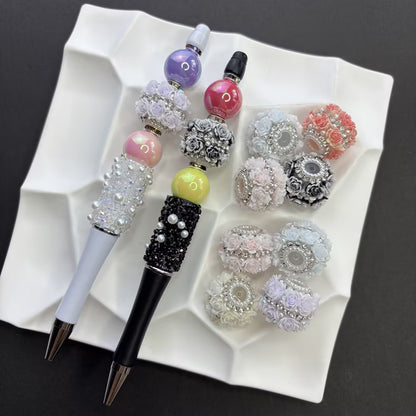 Full Diamond Flower Pearl Acrylic Beads