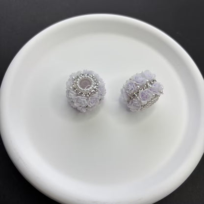 Full Diamond Flower Pearl Acrylic Beads