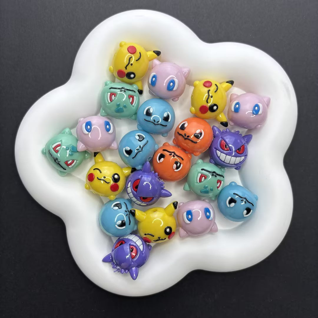 Cartoon Pokémon Silicone Beaded Jewelry with Holes | Acrylic Bead for DIY Bracelet Keychain Jewelry Making