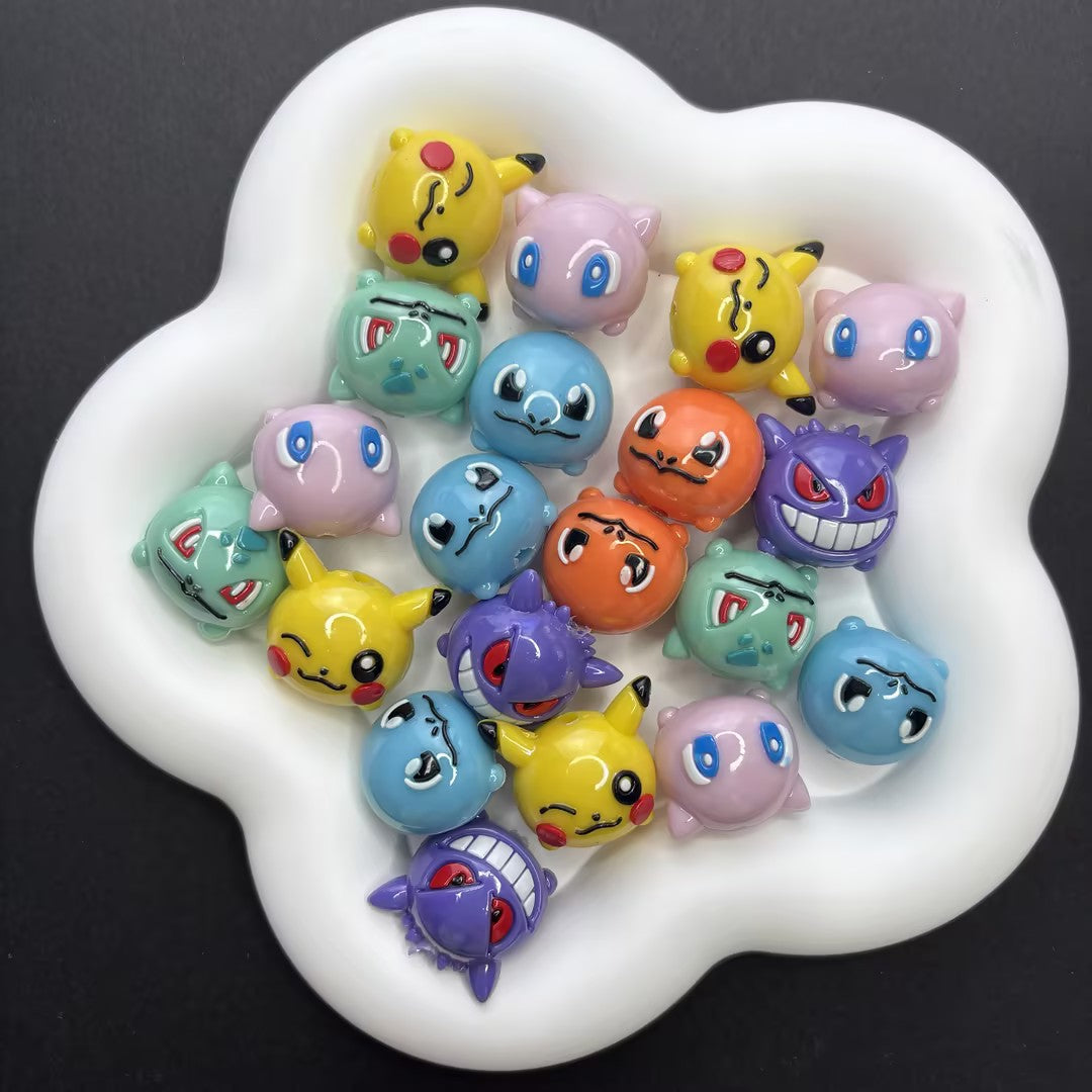Cartoon Pokémon Silicone Beaded Jewelry with Holes | Acrylic Bead for DIY Bracelet Keychain Jewelry Making