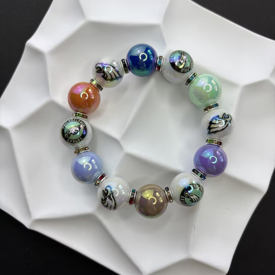 NFL Team Beaded Bracelet – Silicone & Acrylic Beads Fan Jewelry | DIY Sports Fan Bracelet & Keychain Craft Bead