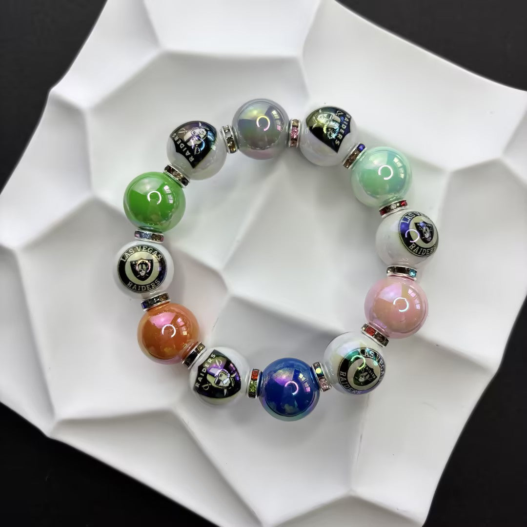 NFL Team Beaded Bracelet – Silicone & Acrylic Beads Fan Jewelry | DIY Sports Fan Bracelet & Keychain Craft Bead