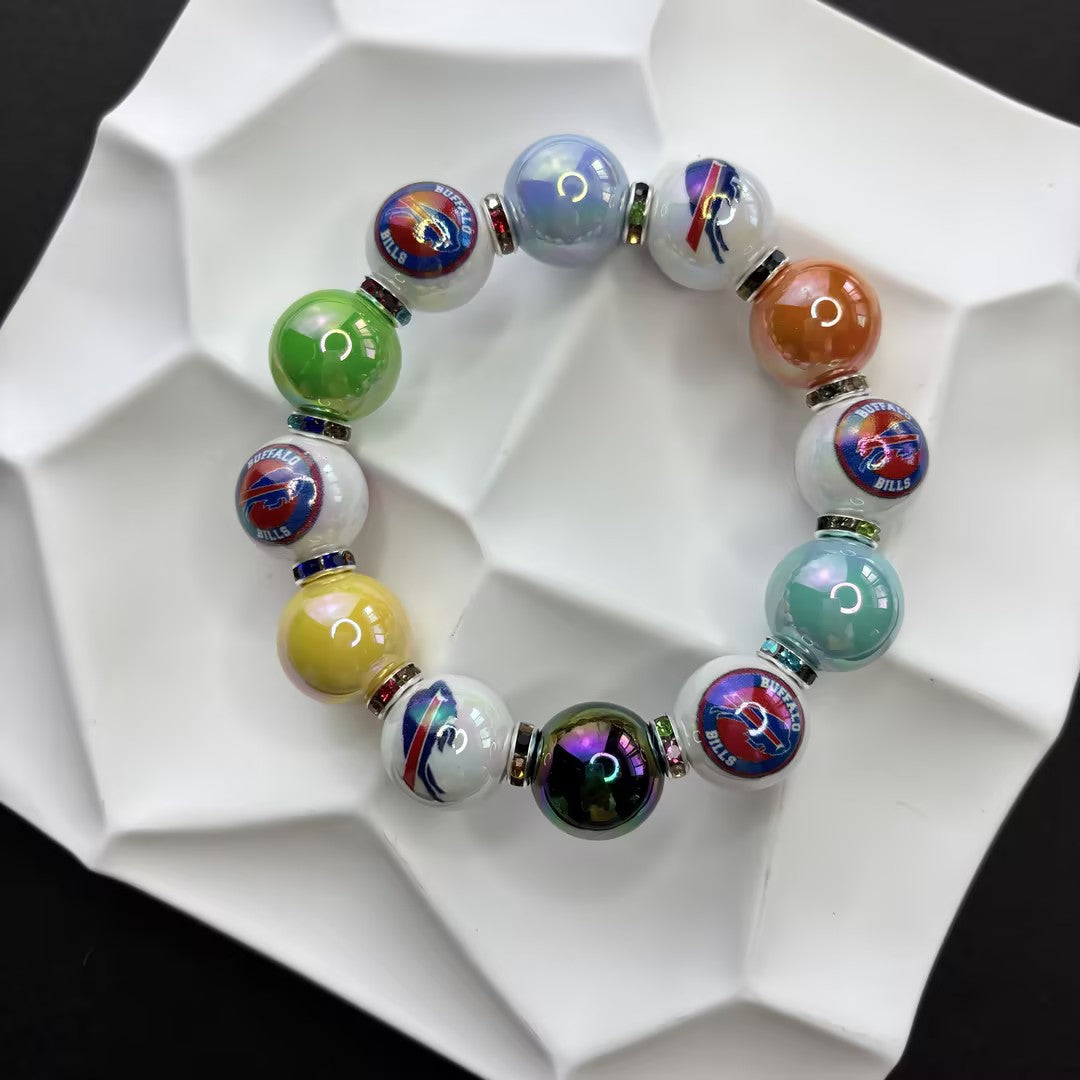 NFL Team Beaded Bracelet – Silicone & Acrylic Beads Fan Jewelry | DIY Sports Fan Bracelet & Keychain Craft Bead