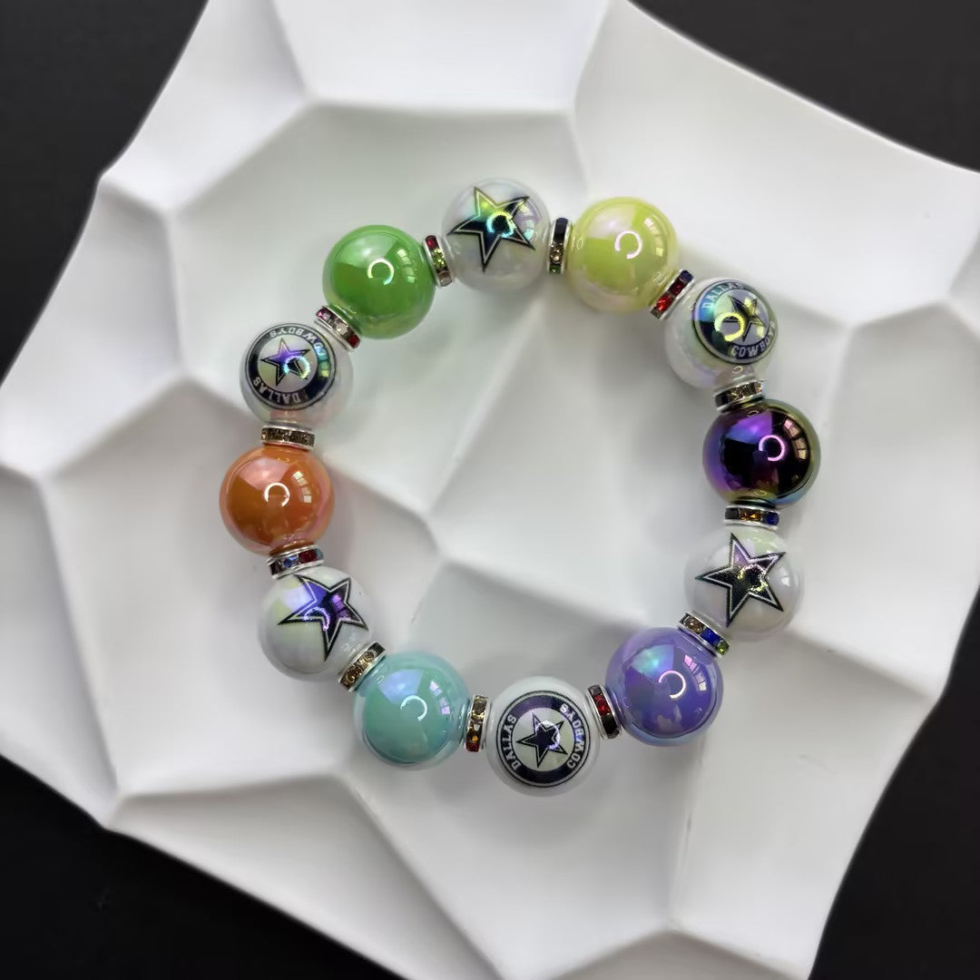 NFL Team Beaded Bracelet – Silicone & Acrylic Beads Fan Jewelry - Beadable Cat