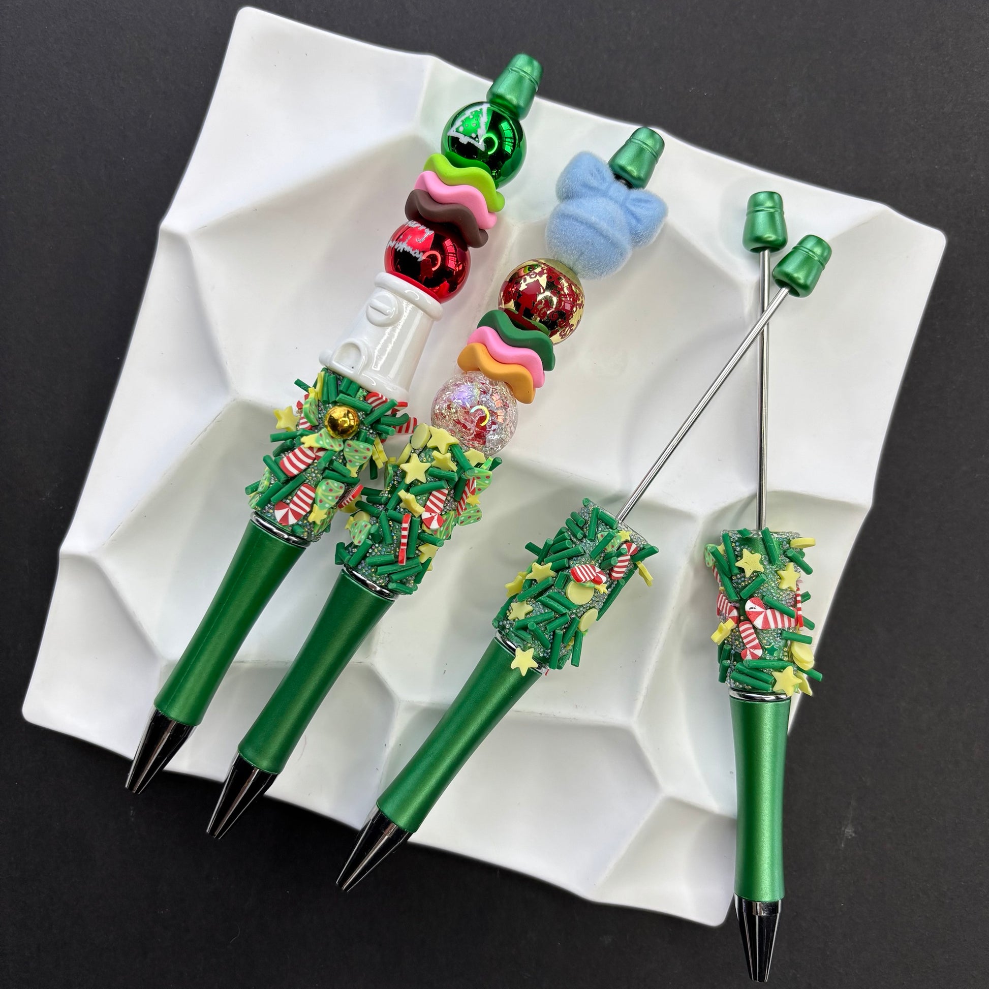 Christmas Handmade Bead Pen Cute Christmas Tree - Beadable Cat