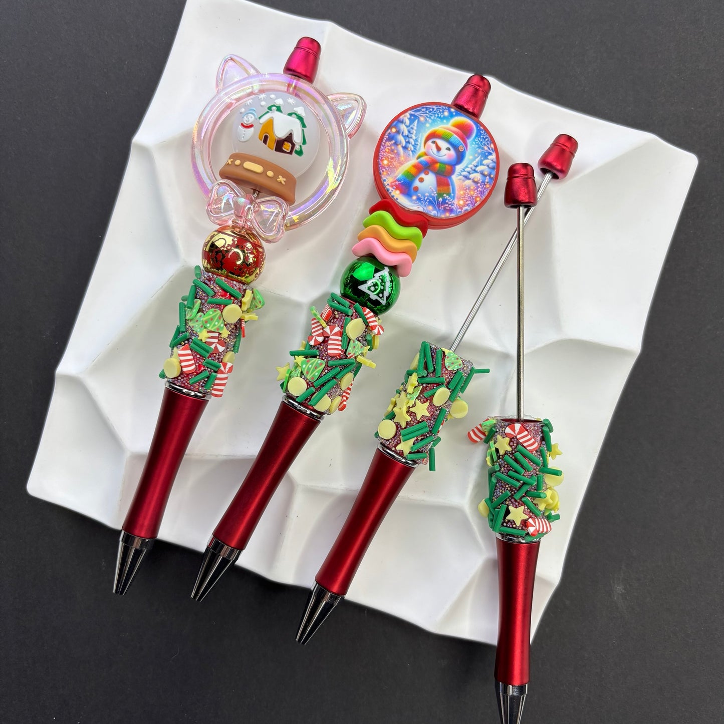 Christmas Handmade Bead Pen Cute Christmas Tree - Beadable Cat