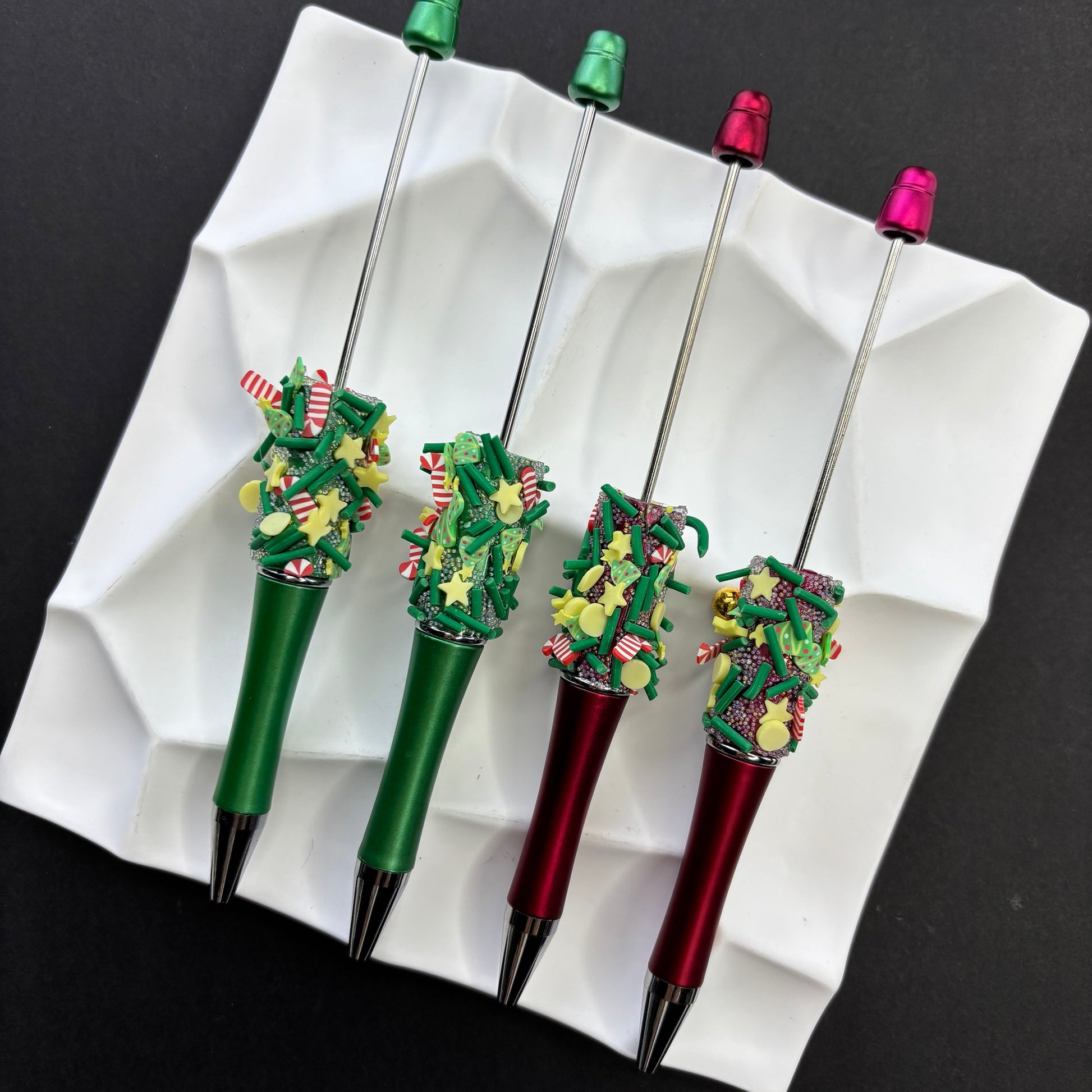 Christmas Handmade Bead Pen Cute Christmas Tree - Beadable Cat