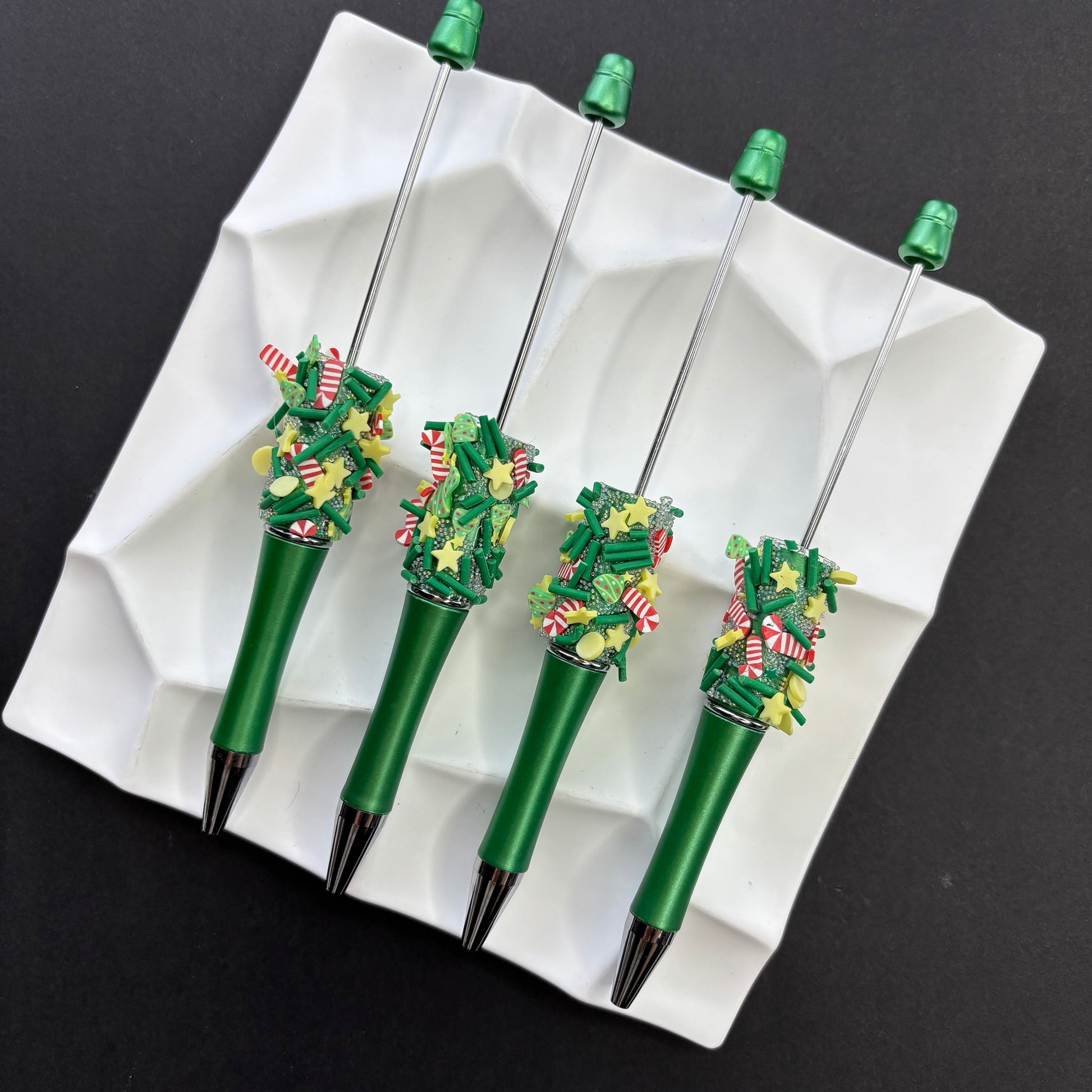 Christmas Handmade Bead Pen Cute Christmas Tree - Beadable Cat