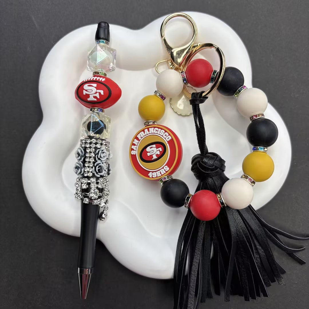 Sports Team Spirit Handmade Stationery & Keychain Gift Box | DIY Sports Fan Bracelet & Keychain Craft Bead