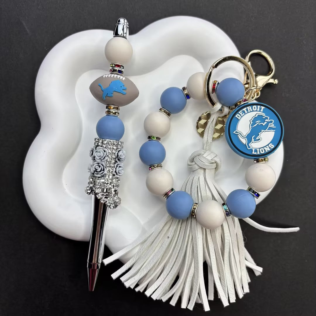 Sports Team Spirit Handmade Stationery & Keychain Gift Box | DIY Sports Fan Bracelet & Keychain Craft Bead