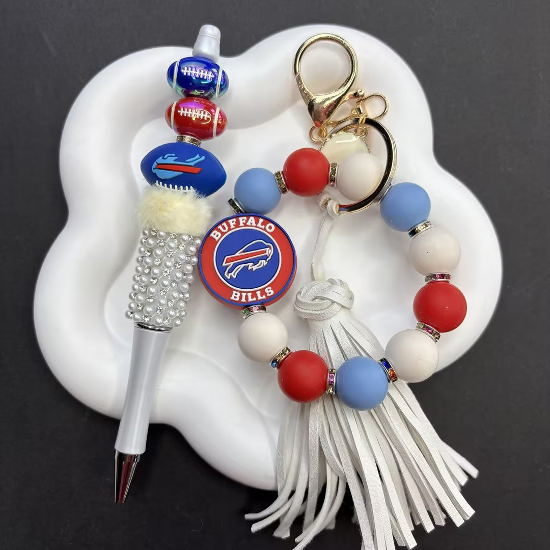 Sports Team Spirit Handmade Stationery & Keychain Gift Box | DIY Sports Fan Bracelet & Keychain Craft Bead