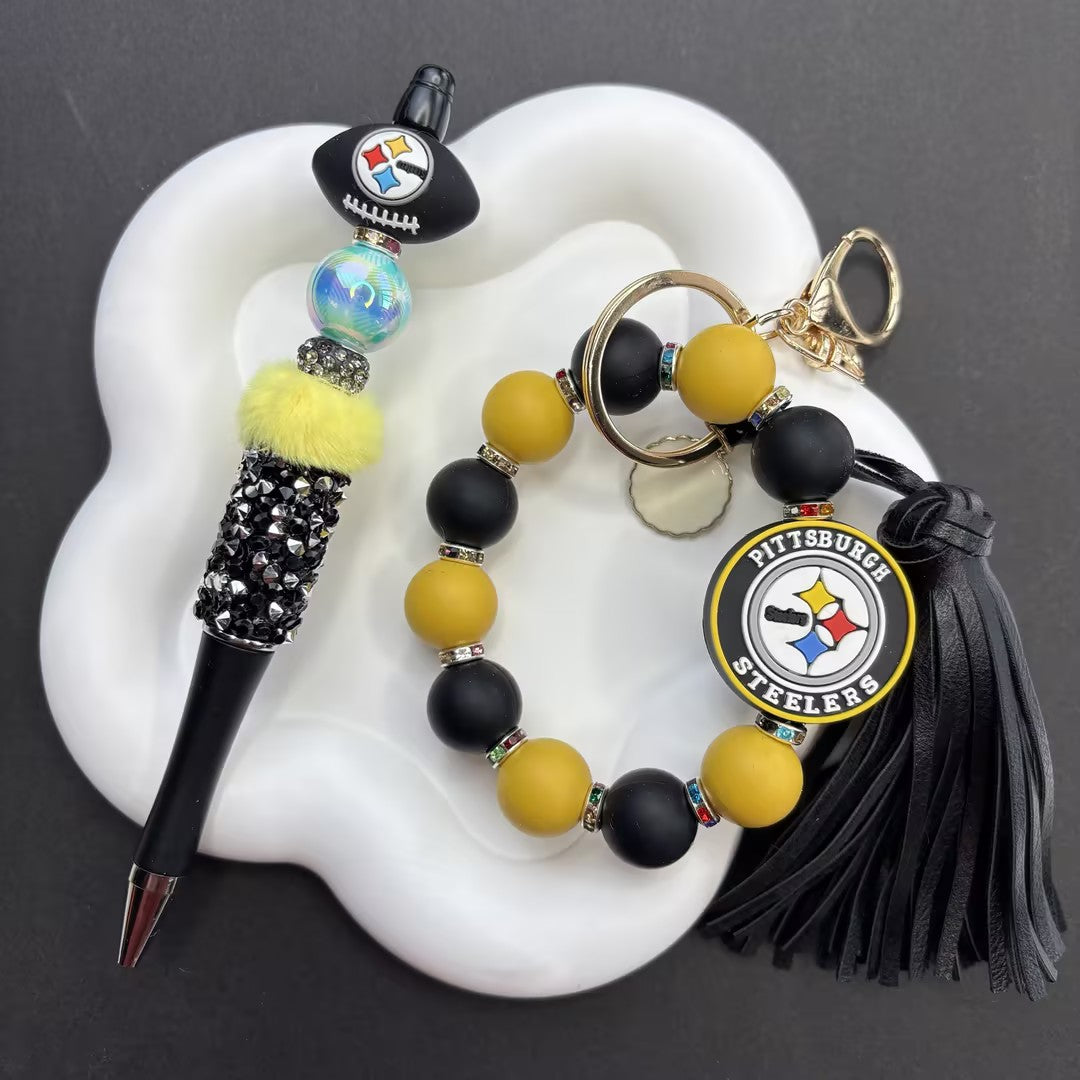 Sports Team Spirit Handmade Stationery & Keychain Gift Box | DIY Sports Fan Bracelet & Keychain Craft Bead