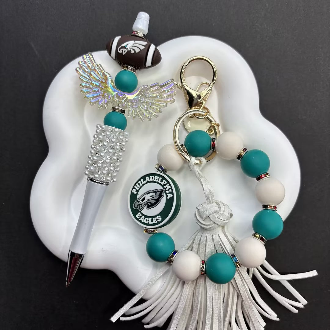 Sports Team Spirit Handmade Stationery & Keychain Gift Box | DIY Sports Fan Bracelet & Keychain Craft Bead