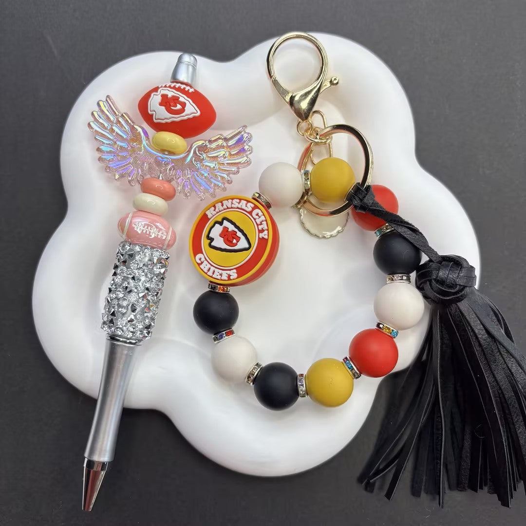 Sports Team Spirit Handmade Stationery & Keychain Gift Box | DIY Sports Fan Bracelet & Keychain Craft Bead