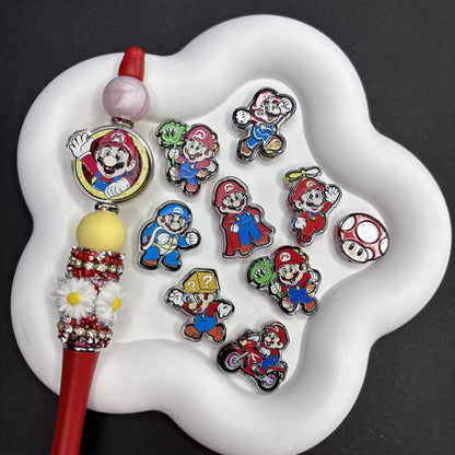 High-quality Acrylic Beads with Embossed Mario Mushroom Design and | Acrylic Bead for DIY Bracelet Keychain Jewelry Making